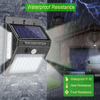 100 LED de luz solar para exteriores Lámpara solar PIR Sensor de movimiento Luz de pared Impermeable Solar Powered Sunlight para decoración de jardín