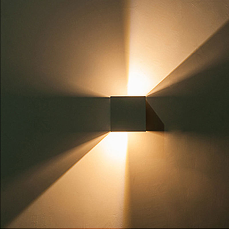 Lámpara de pared LED de pared ajustable IP65 gris Iluminación de aplique de cubo para exteriores