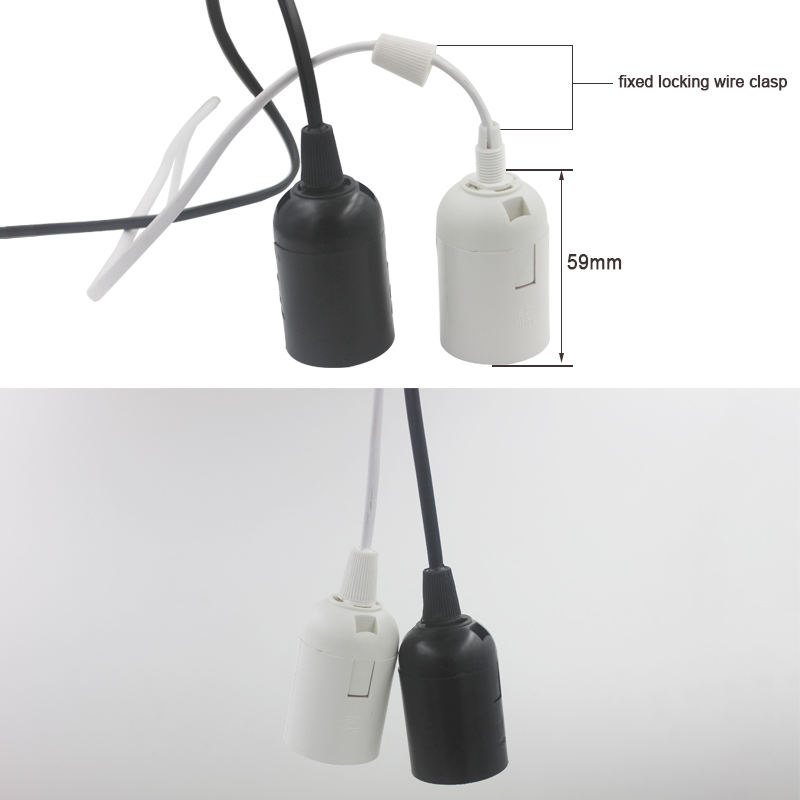 Cable de alimentación de 1,8 m, Bases de lámpara E27, enchufe europeo con cable de interruptor para bombilla LED colgante, soporte de enchufe de suspensión para lámpara colgante e27