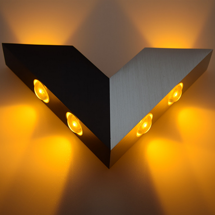 6W Triángulo moderno lámpara de pared para el hogar Aluminio en forma de V simple para la decoración de la iluminación del hogar
