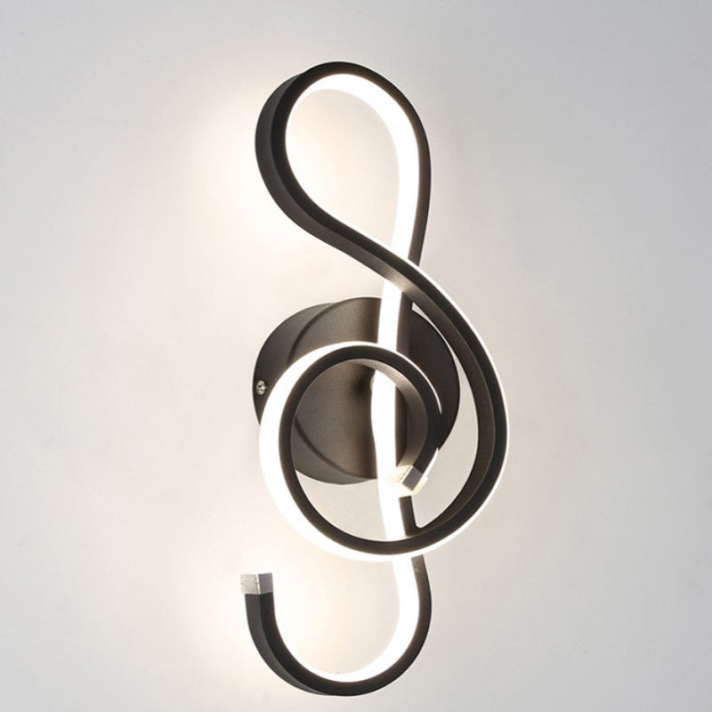 Nota musical, candelabro de pared LED decorativo de aluminio de estilo minimalista moderno, creativo dormitorio, sala de estar, pasillo, luz de pared