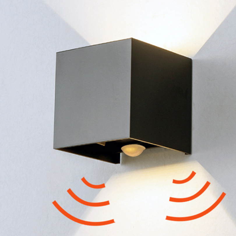 Sensor de movimiento de cubo Luz de pared LED de alta calidad 12W Blanco ajustable al aire libre ip65 a prueba de agua para sala de estar interior