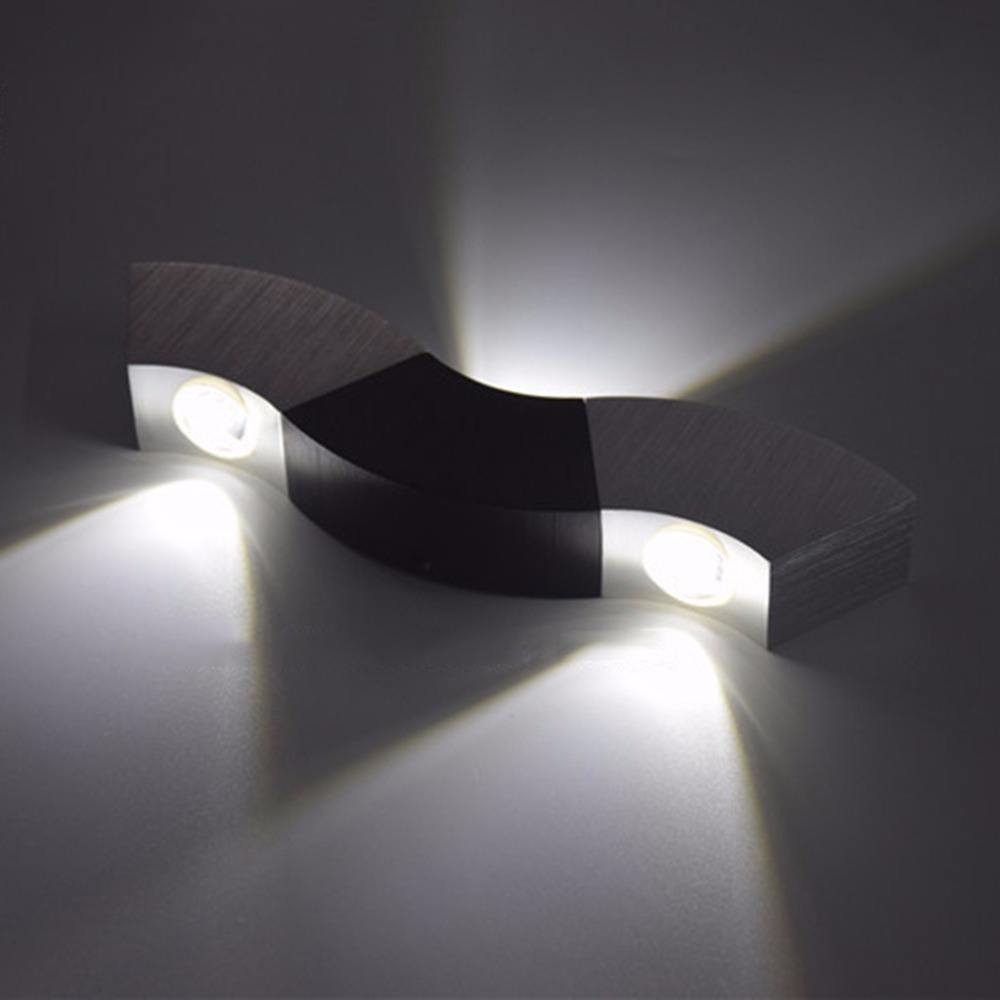 Lightess 3W LED luces de pared interior arriba y abajo lámpara de pared de aluminio lámpara de pasillo iluminación de pared plata blanco frío