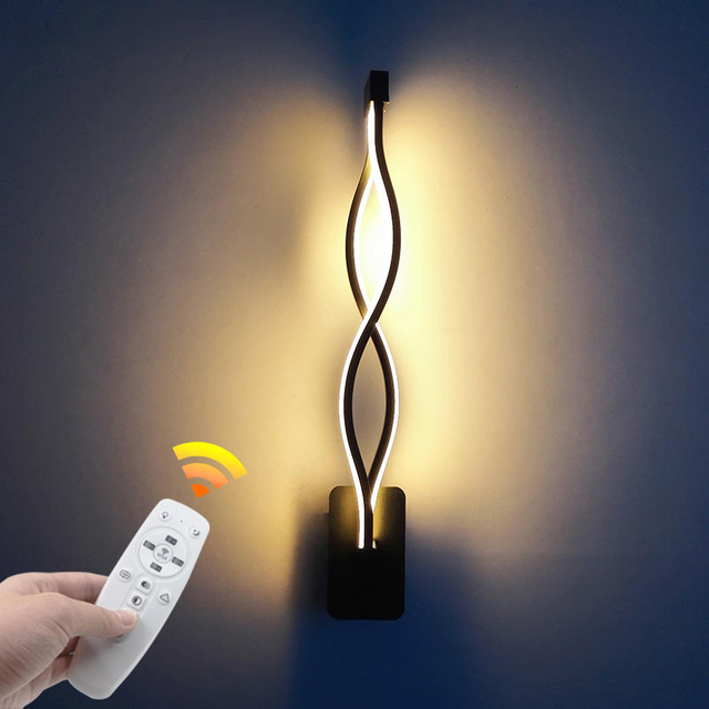 Luces LED de pared de 21W, lámpara de decoración de aluminio para porche artístico, 2,4G, tres colores regulables con controlador, iluminación luminosa para cabecera
