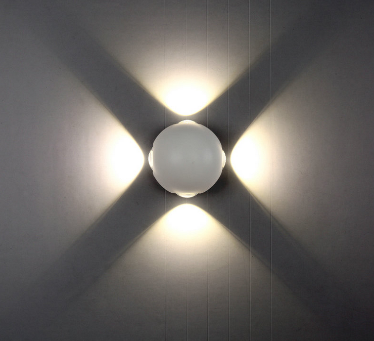 Nuevo artículo, lámpara de pared Led redonda para exteriores de 12 W, impermeable, blanca, con fuente de iluminación de 4 lados, artesanías, escritorios de recepción, lámpara redonda Decora