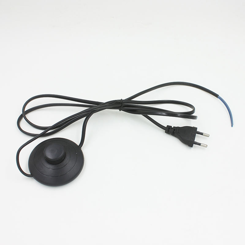 Cable de línea de 1,8 m, Cable de alimentación de encendido y apagado para lámpara LED con interruptor de botón 317, enchufe europeo/estadounidense, interruptor de luz, extensión de Cable blanco o negro