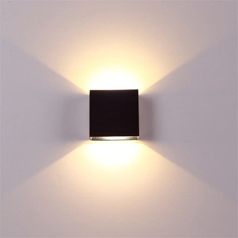 Cubo CoB 6W LED arriba y abajo aplique de pared AC85-265V dormitorio cabecera cubo pared luz interior aluminio decoración accesorio de iluminación