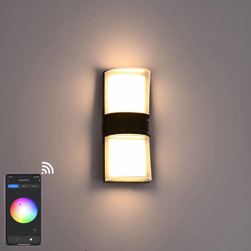 9W APP Control RGBW Home Bar Hotel Decorativo Wifi Smart APP Luces de pared Lámparas de pared LED para exteriores