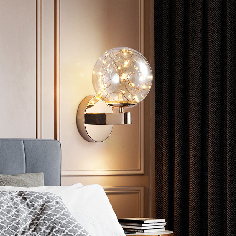 Nueva lámpara de pared de cabecera estrellada nórdica creativa minimalista dormitorio sala de estar luz decorativa escalera pasillo lámpara de pared led