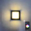 Luz inteligente IP65 para exteriores, resistente al agua, lámpara de jardín de plástico controlada por aplicación, lámpara LED moderna montada en la pared