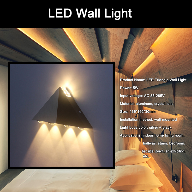 Lámpara de pared Triangular de luz led decorativa y luz nocturna interior con precio de fábrica