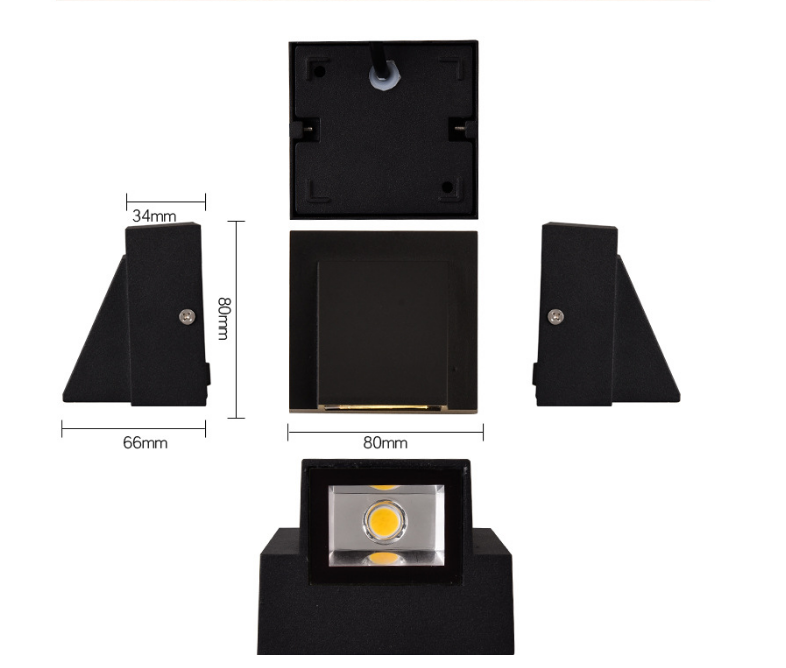 AC85-265 de lámpara nórdica de 5W, resistente al agua, IP65, lámpara de pared LED montada en la pared, iluminación de paisaje de aluminio, luz de pared Exterior