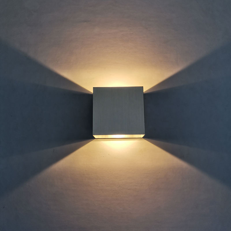 Cubo CoB 6W LED arriba abajo aplique de pared AC85-265V dormitorio cabecera cubo pared luz interior aluminio decoración accesorio de iluminación