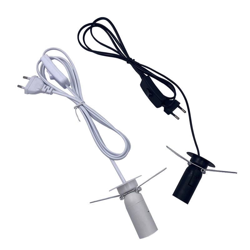 Cable de alimentación de 1,8 m con atenuador, interruptor de encendido y apagado, Clip de Metal E14 E27, Base de lámpara, soporte de lámpara colgante, Cable de enchufe para lámpara de roca salada