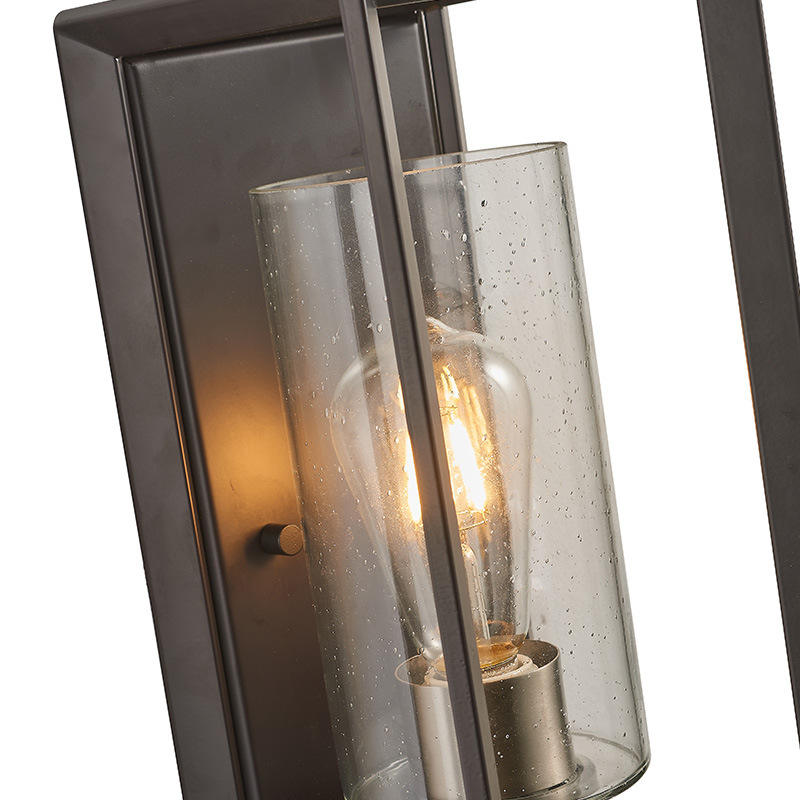 Venta caliente accesorios de iluminación de pared para exteriores acabado en negro y dorado candelabro de pared de vidrio sembrado montaje en pared para luz de jardín de porche