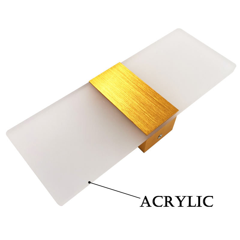 Lámpara de alta calidad Lámparas de pared para interiores con BOM / Servicio integral Lámpara de pared de acrílico dorado en ángulo recto