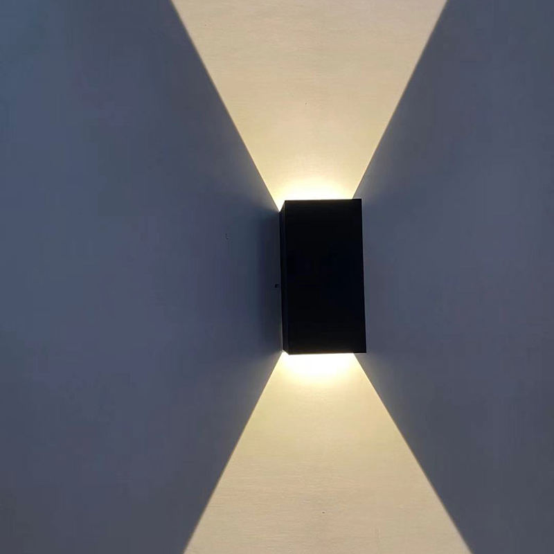 Lámpara de pared impermeable de cubo negro regulable de 12 W, lámpara de pared impermeable para exteriores, lámpara de pared COB Chip arriba y abajo, candelabro de aluminio