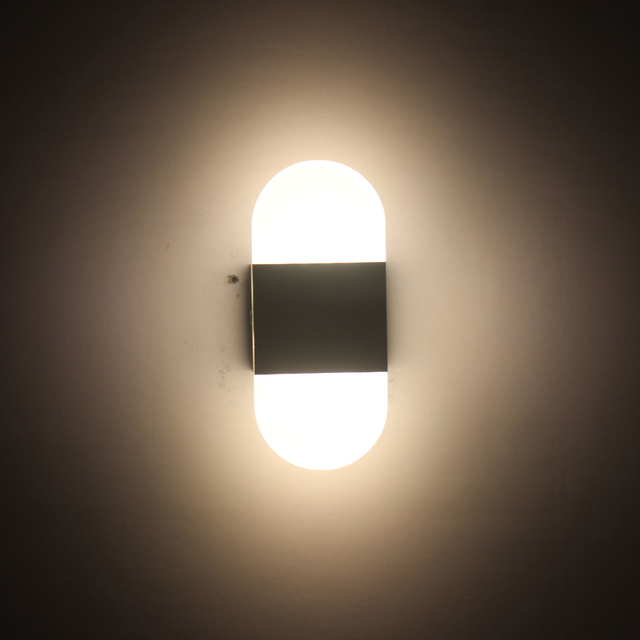 Lámpara de pared de acrílico negro de ángulo derecho/redondo elegante de alta calidad de 6 W y luz nocturna interior