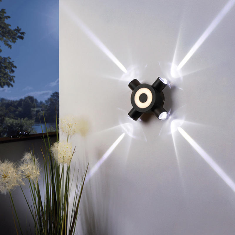 Diseño moderno de estrellas cruzadas, un haz de luz para jardín exterior, lámpara de pared led IP65, resistente al agua, 4W/12W, decoración de pared Exterior