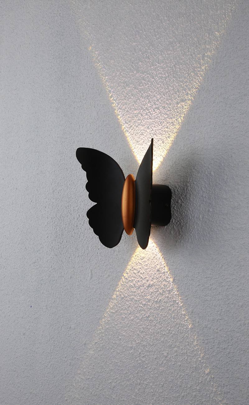 Lámpara de pared LED con forma de mariposa para exteriores, lámpara de pared impermeable IP65 para decoración de jardín, luz de soporte para pasillo