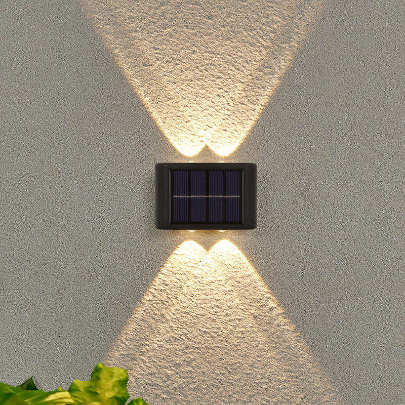  Luz de pared solar de 6LED hacia arriba y hacia abajo, decoración para exteriores, jardín, patio, luz de pared para el hogar, artículos luminosos impermeables para exteriores