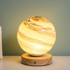 Lámpara de cristal de planeta Luna, lámpara de planeta, decoración de dormitorio, luz de noche, regalo de cumpleaños creativo, lámpara de escritorio recargable, luz de mesa