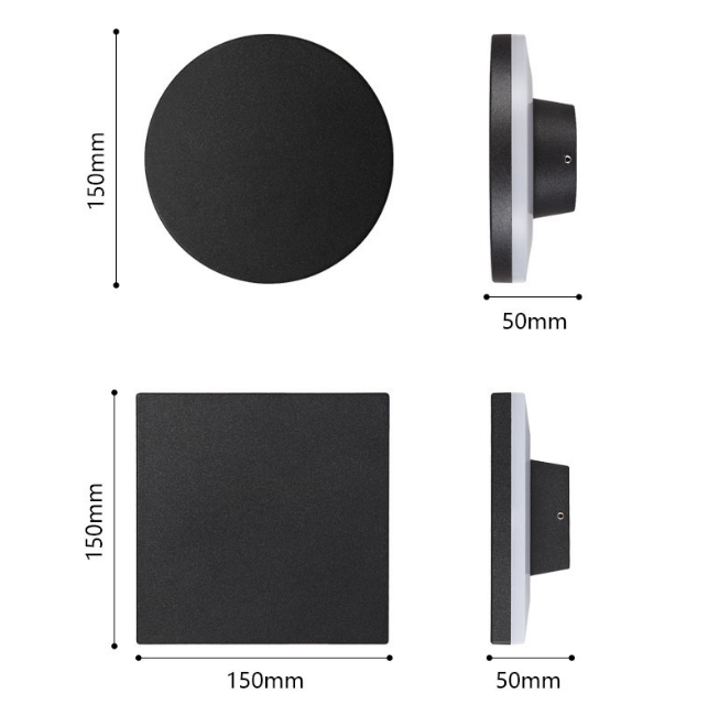8W 12W 15W Luz Led moderna Luces de luna LED Forma redonda o cuadrada Luz nocturna interior de alta calidad Lámparas de noche Aplique de pared interior