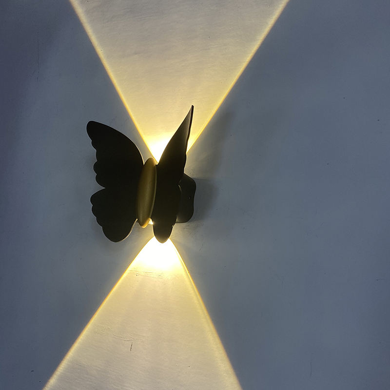 Lámpara de pared para exteriores con forma de mariposa hermosa de 6 W, luz de pared impermeable IP65 para decoración de jardín, luz de soporte para pasillo