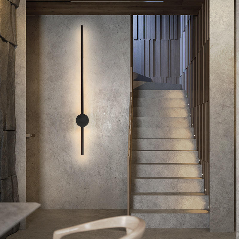 Nordic Slaapkamer Nachtkastje Wandlamp Creatiev Klok Lange Trap Gang Gangpad Woonkamer Achtergrond Wall Art Lamp Cafe Hotel