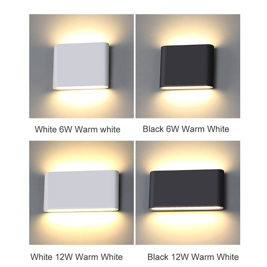 12W IP65 Iluminación exterior Lámpara de pared moderna Lámpara de pared LED impermeable para interiores Luz de sala de estar Luz de pared led cuadrada