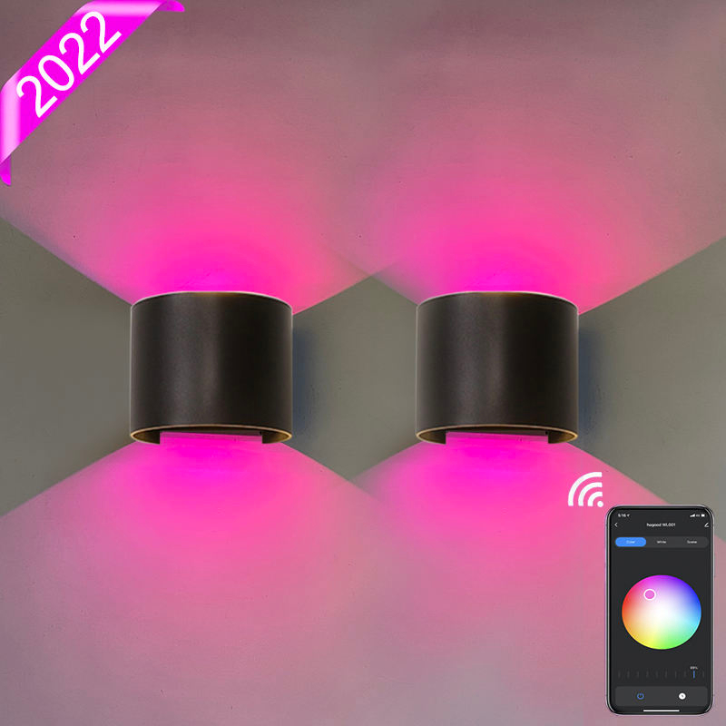 9/12W Tuya APP nuevo semicírculo impermeable Wandlampe Led aplique de pared iluminación exterior impermeable IP65 ángulo de iluminación ajustable
