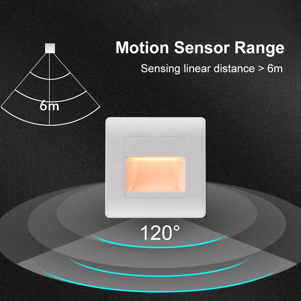 Lámpara de pared de paso de escalera al aire libre interior moderna 3W Luz de paso LED empotrada