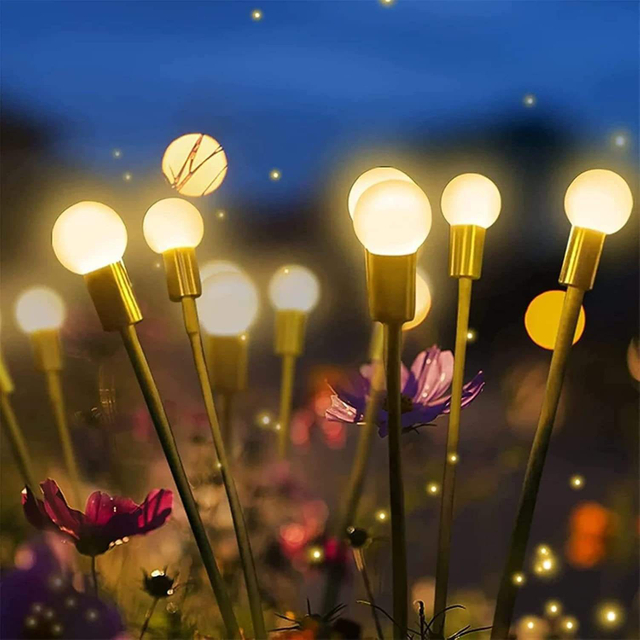 Lámpara solar de luciérnaga Lámpara solar de hierba Luz solar led Jardín al aire libre luces decorativas de paisaje Luces de flores LED con energía solar que cambian de color para patio