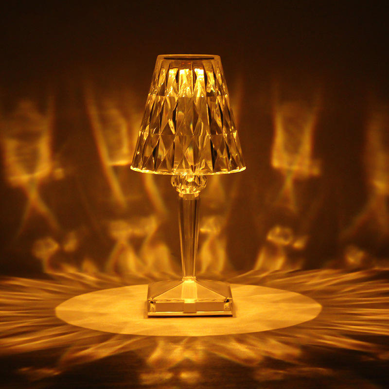 Lámpara de mesa de cristal acrílico moderna Lámpara LED rosa Restaurante Bar Ambiente Luz Iluminación interior 