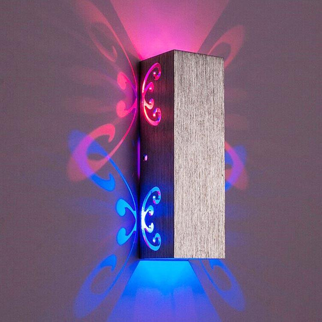 Lámpara de aluminio de alta calidad, luz de pared de 6W para interiores, luces de pared de mariposa de 2W con control remoto, luz de noche led, pared de cabecera 