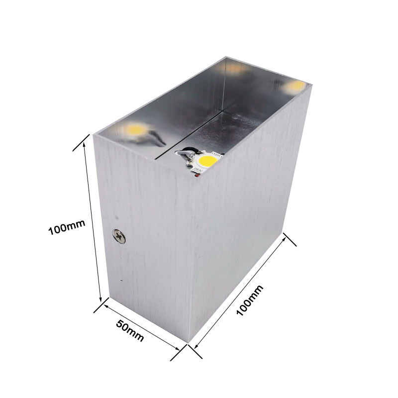 Lámpara de pared COB de 6W, lámpara de pared con carcasa de aluminio, lámpara de pared plateada, iluminación cuadrada hacia arriba y hacia abajo, lámpara de pared, accesorios de iluminación led para interiores