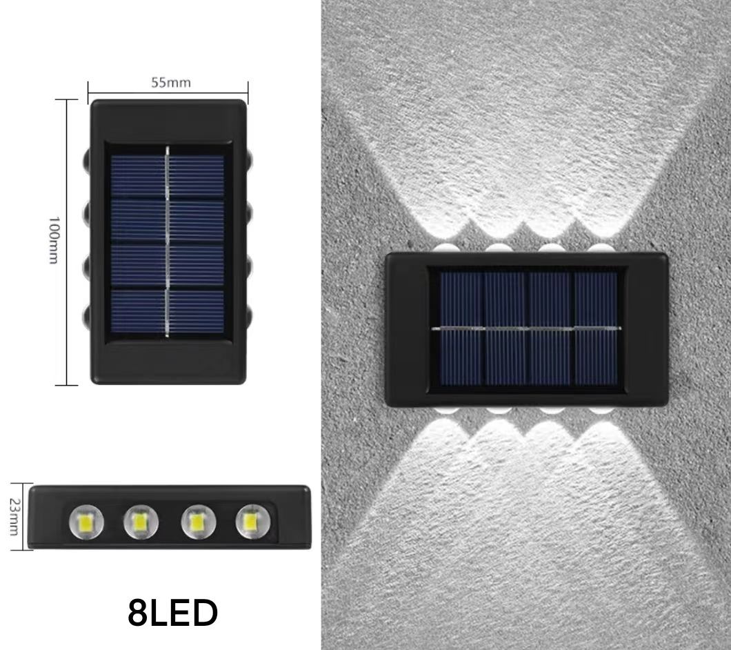 4LED 6LED 8LED 10LED 12LED 16LED luz de pared solar hacia arriba y hacia abajo decoración exterior jardín patio hogar luz de pared impermeable