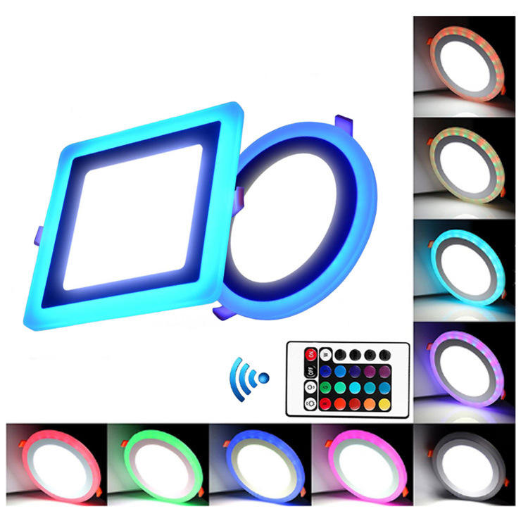 6W 9W 16W 24W led Techo Empotrado panel Luz Painel lámpara decoración del hogar redondo cuadrado Led Panel Downlight Azul + Blanco