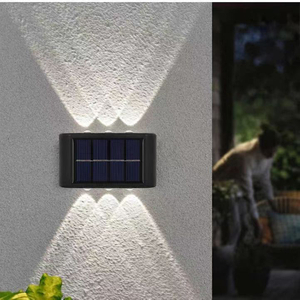 4LED 6LED luz de pared solar hacia arriba y hacia abajo decoración exterior jardín patio hogar pared luz impermeable luminosa al aire libre