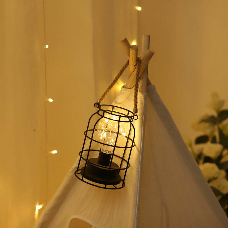 Lámparas de mesa de arte del hierro Retro para dormitorio, sala de estar, lámpara de noche LED, lámpara de cama, luz de noche, luz decorativa de Navidad