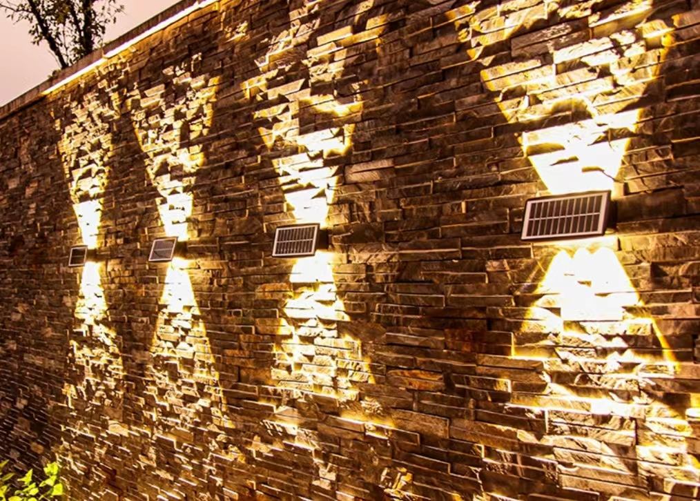 4LEDSolar luz de pared al aire libre impermeable LED luces de pared para patio calle paisaje jardín decoración lámpara Solar pared exterior