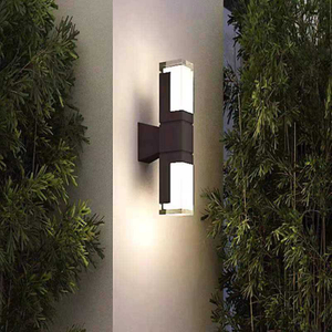 Aplique LED de doble cabeza cuadrado para exteriores, escaleras, pasillo, impermeable, acrílico, creativo, para pared Exterior, patio, balcón