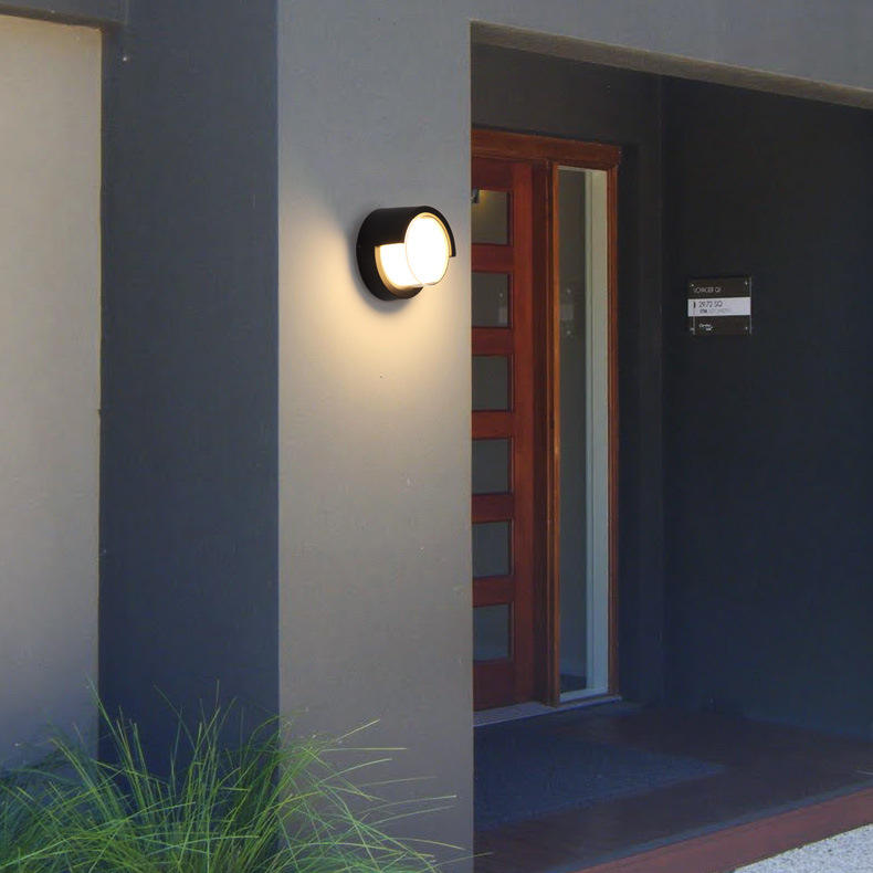 Lámpara de pared Led impermeable para decoración de jardín y exteriores, candelabro de iluminación para puerta delantera, luminaria de AC85-260V, accesorio de pantalla negra