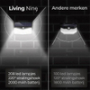 Lámpara solar para exteriores con sensor de movimiento Lámpara de pared solar 208 LED Iluminación de jardín impermeable con sensor para exteriores
