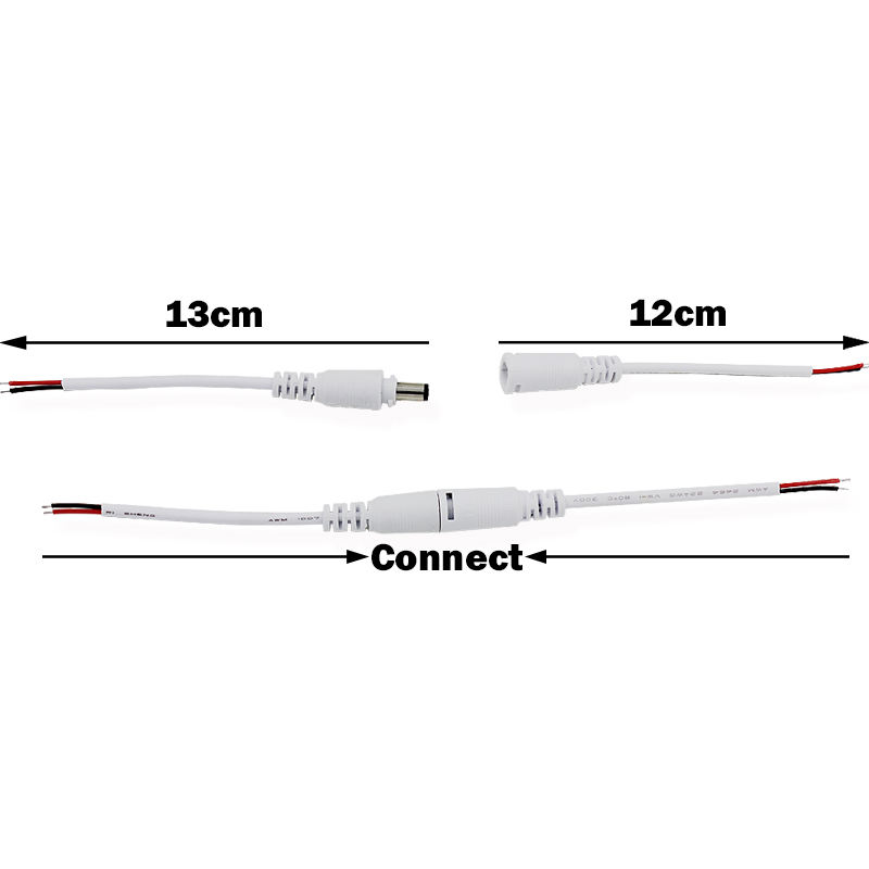 Enchufe de cabeza macho y hembra de CC, conector de alimentación de CC, hebilla de bloqueo del adaptador, línea de conector de cableado de fuente de alimentación