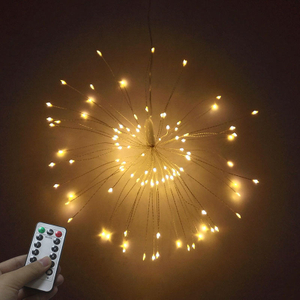 Fuegos artificiales al aire libre alambre de cobre LED cadena 100leds impermeable Navidad hadas luz colgante decoración luces alimentadas por batería