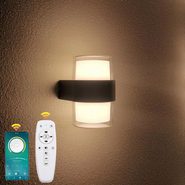 10 * 2W Accesorios de iluminación Montado en la pared 2.4G Luz de pared LED Temperatura de tres colores con control remoto Lámpara de pared impermeable de acrílico