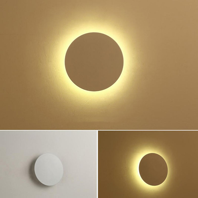 Luz LED de pared para interiores, luz de pasillo de forma redonda, pared Exterior, balcón, pasillo, luz de tocador de aluminio, lámparas de noche pequeñas