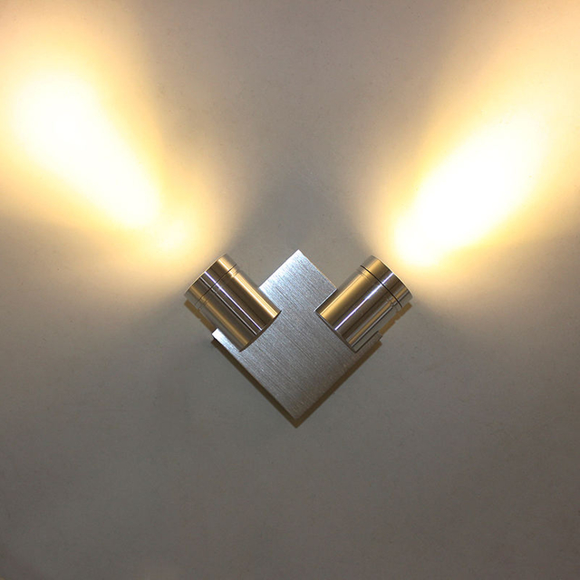 Lámpara de pared de 2W, iluminación derecha e inferior, candelabro LED colorido de aluminio montado en la pared, decoración interior para dormitorio, sala de estar, baile