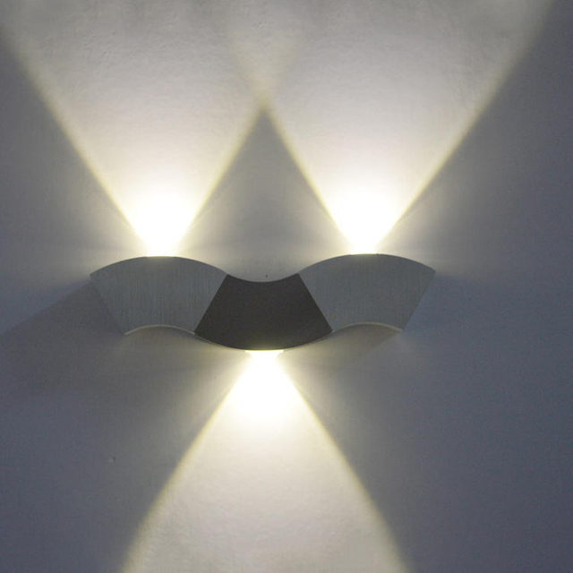 Luces de pared LED de 6W, lámpara de pared de arriba y abajo para interiores, iluminación interior led hecha de aluminio, lámpara de pasillo, iluminación de pared, plata, blanco frío